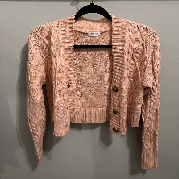 Ardenes peach cropped button up knit sweater size small - Picture 1 of 4